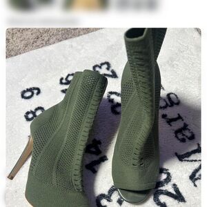 Aldo Green Knit Heeled Boots